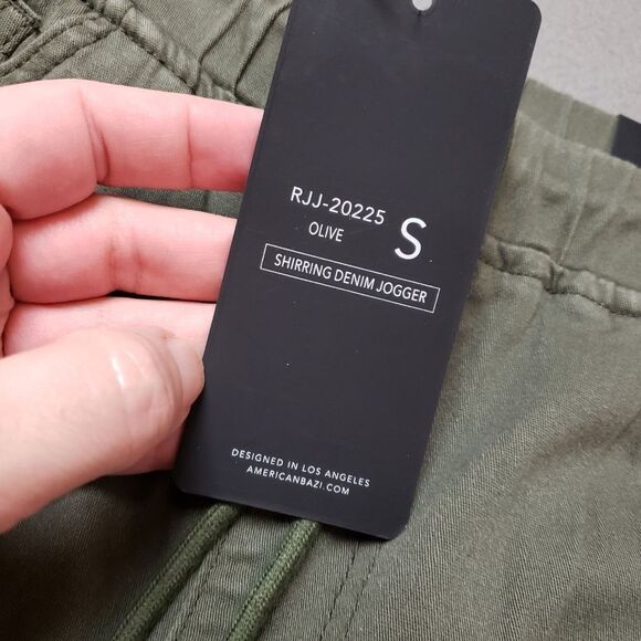 American Bazi - shirring denim jogger pants size small - olive - Picture 7 of 15